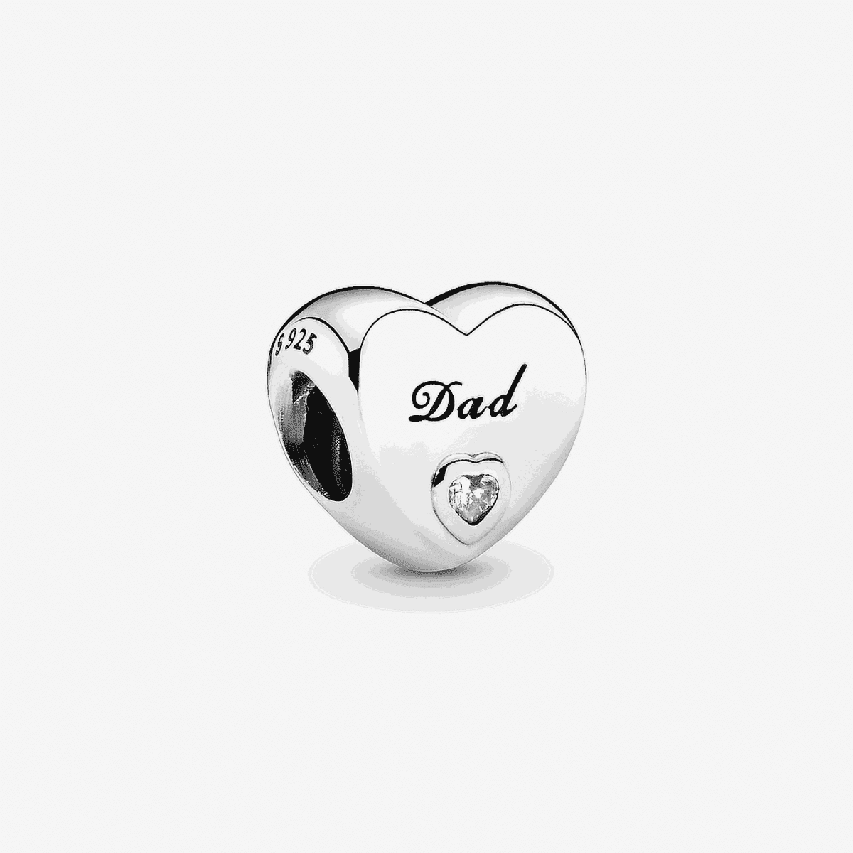 Charm Pandora Amor de Padre en plata de ley con cristal transparente visto de frente - 796458CZ
