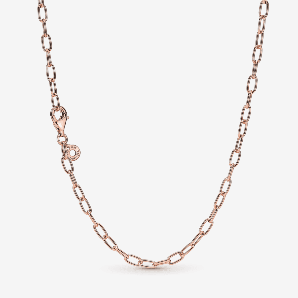 Cadena Pandora de eslabones en metal bañado en oro rosado, vista frontal - 389410C00-50