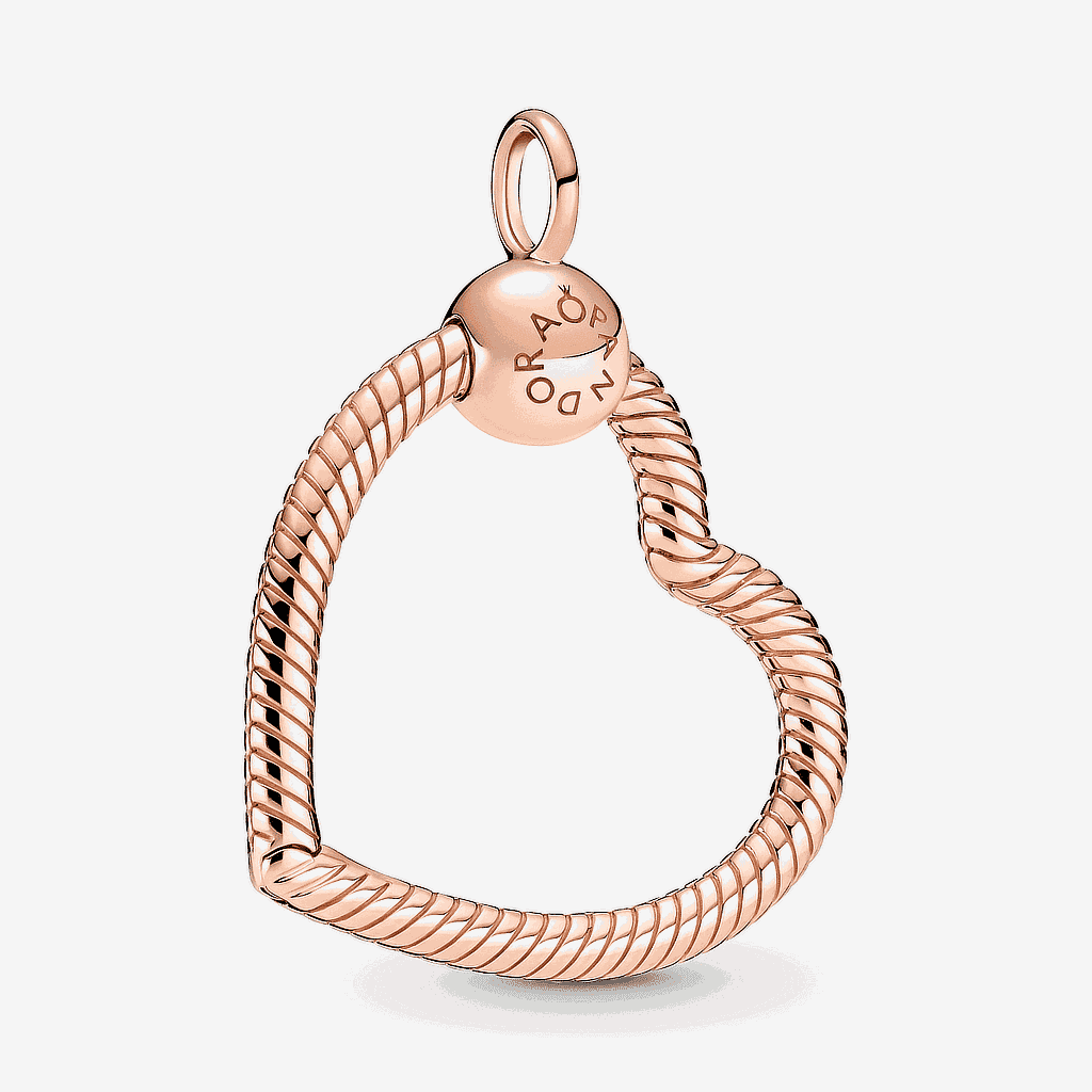 Colgante Pandora Moments para charm con forma de corazón en metal bañado en oro rosado - 389384C00