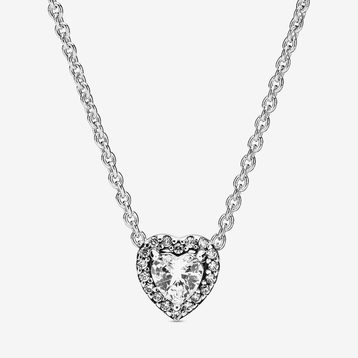 Collar Pandora Corazón en Relieve con piedras brillantes en plata de ley - 398425C01-45