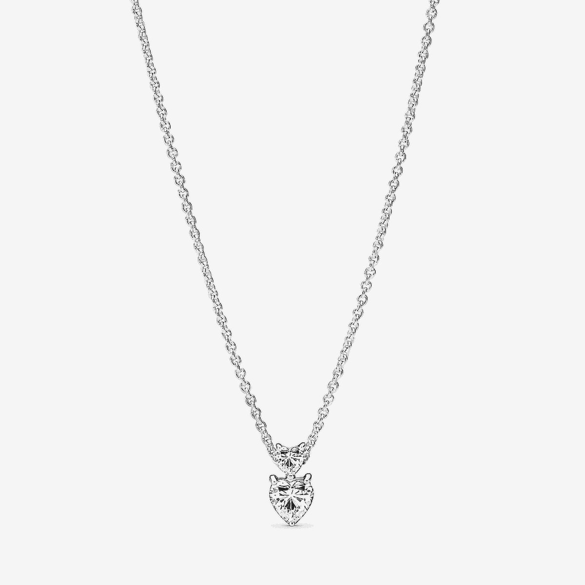 Collar Pandora Doble Corazón Brillante en plata de ley con diseño de corazón - 391229C01-45