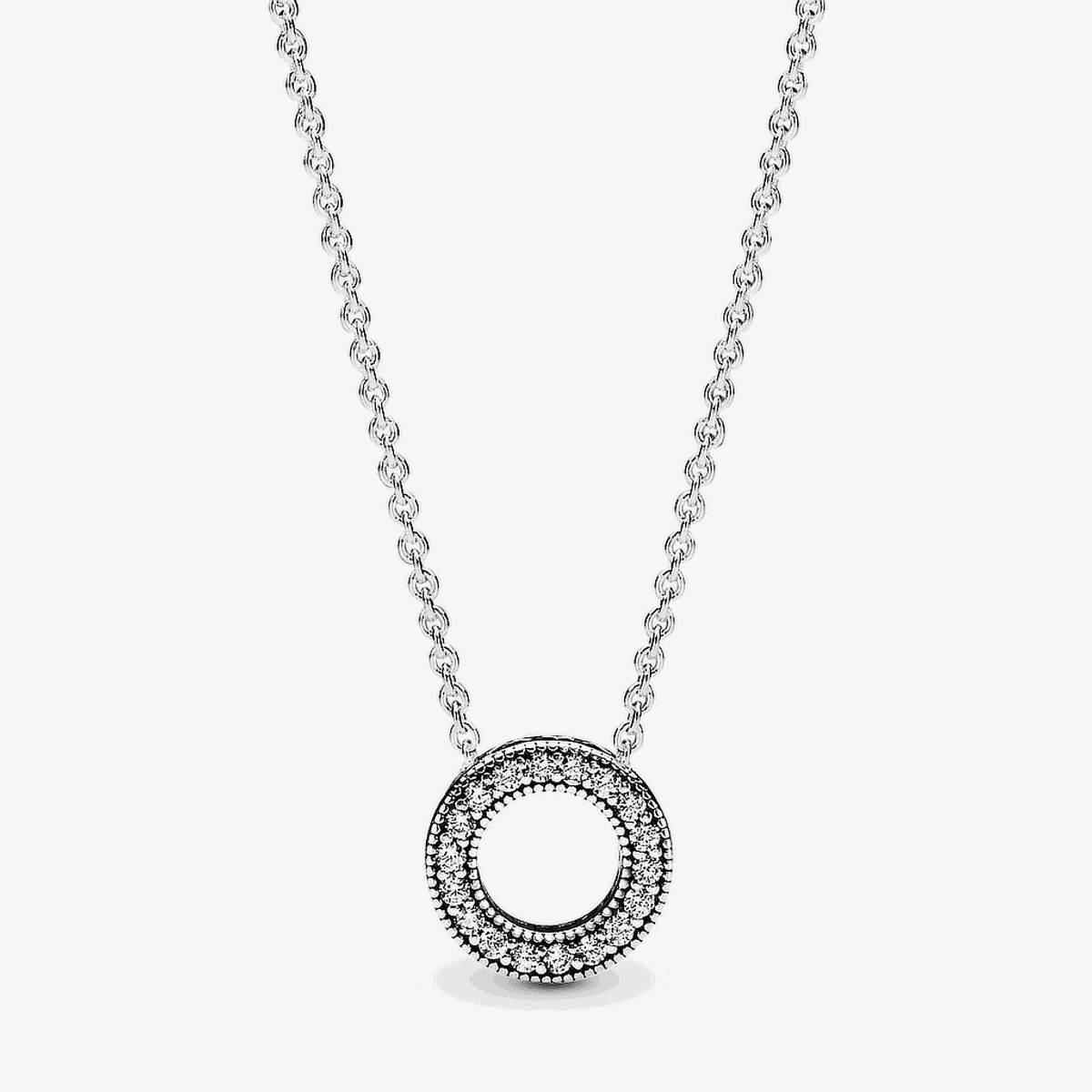 Collar Pandora Corazones en plata de ley con diseño circular y piedras brillantes - 397436CZ-45
