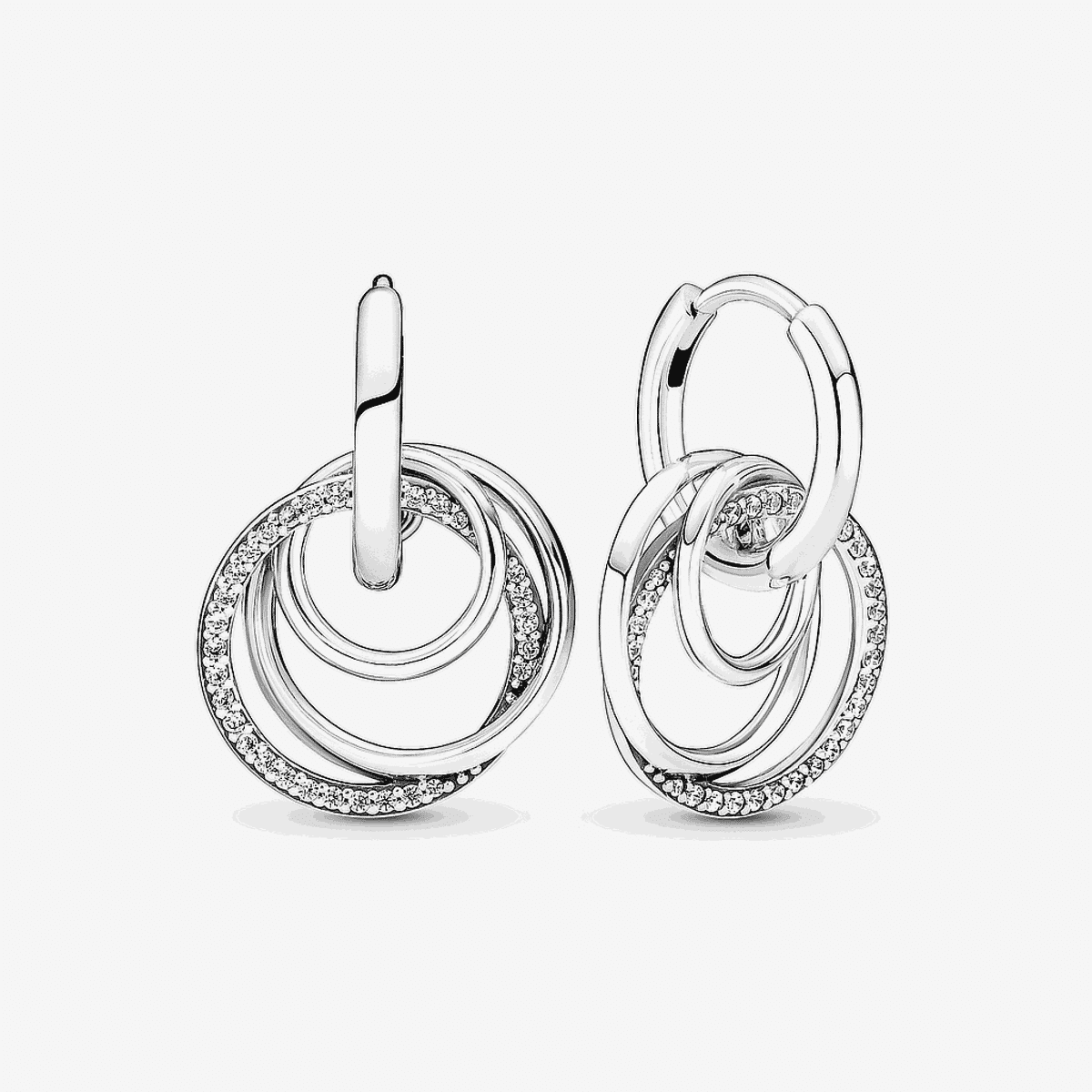 Pendientes Pandora de aro Círculo Familiar en plata de ley con cristales - 291156C01