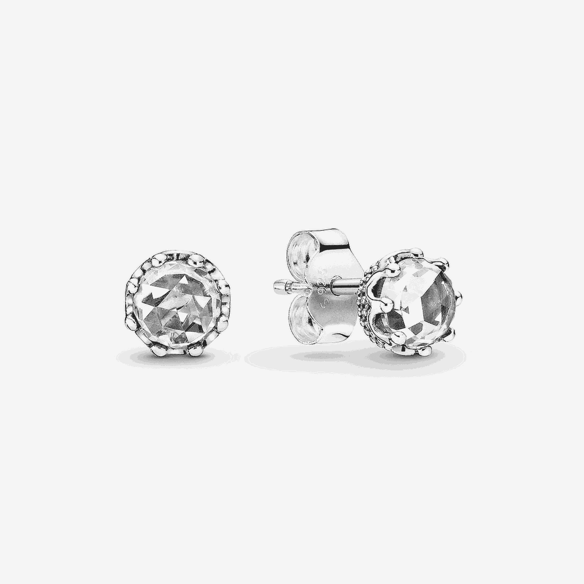 Pendientes Pandora de botón corona en plata de ley con cristal central - 298311CZ