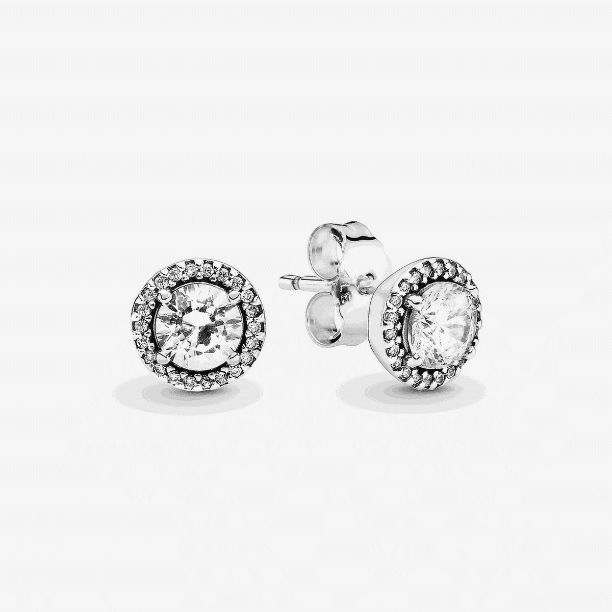 Pendientes Pandora Elegancia Clásica en plata de ley con cristal central y halo brillante - 296272CZ