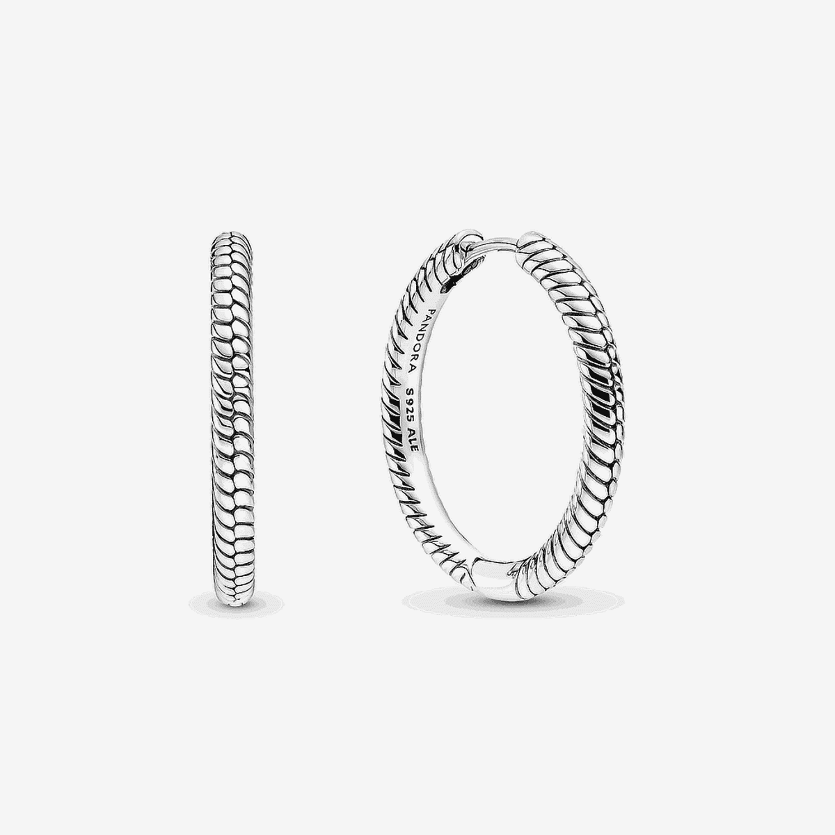 Pendientes de aro Pandora Moments en plata de ley con diseño trenzado para charms - 299532C00