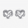 Pendientes Pandora de Botón Corazón Infinito Brillante 292667C01
