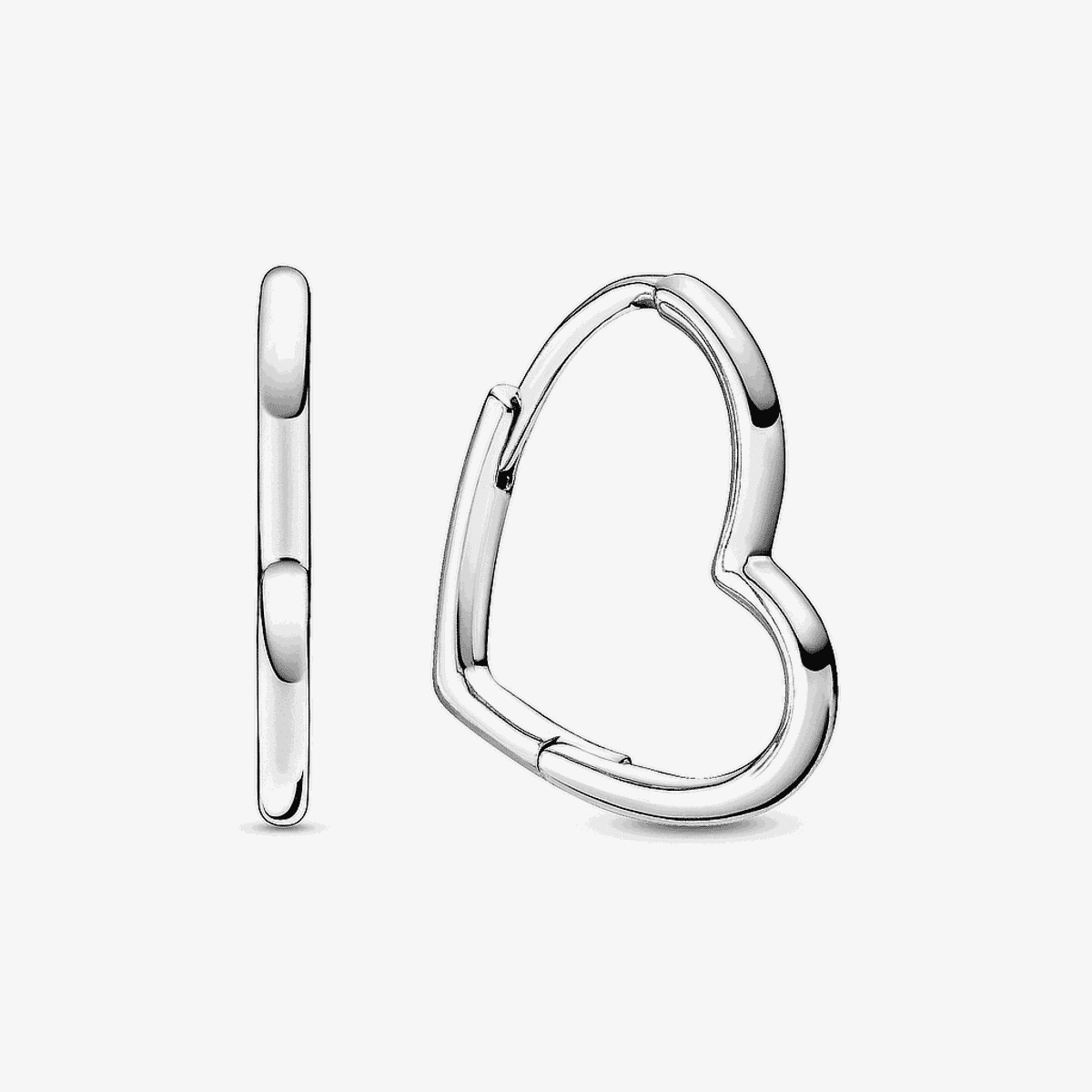 Pendientes Pandora de Aro Corazón Asimétricos en plata de ley con diseño minimalista - 298307C00