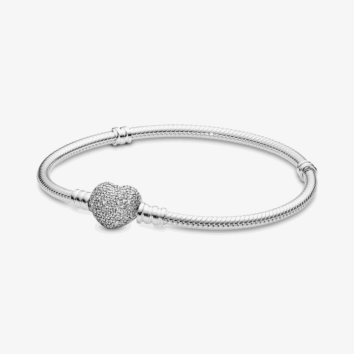 Pulsera Pandora con cierre de corazón en pavé de plata de ley - 590727CZ