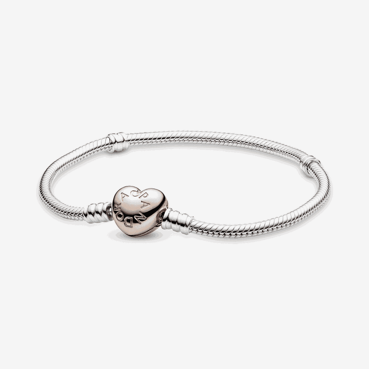 Pulsera Pandora Moments con cierre de corazón en oro rosa y plata de ley - 580719