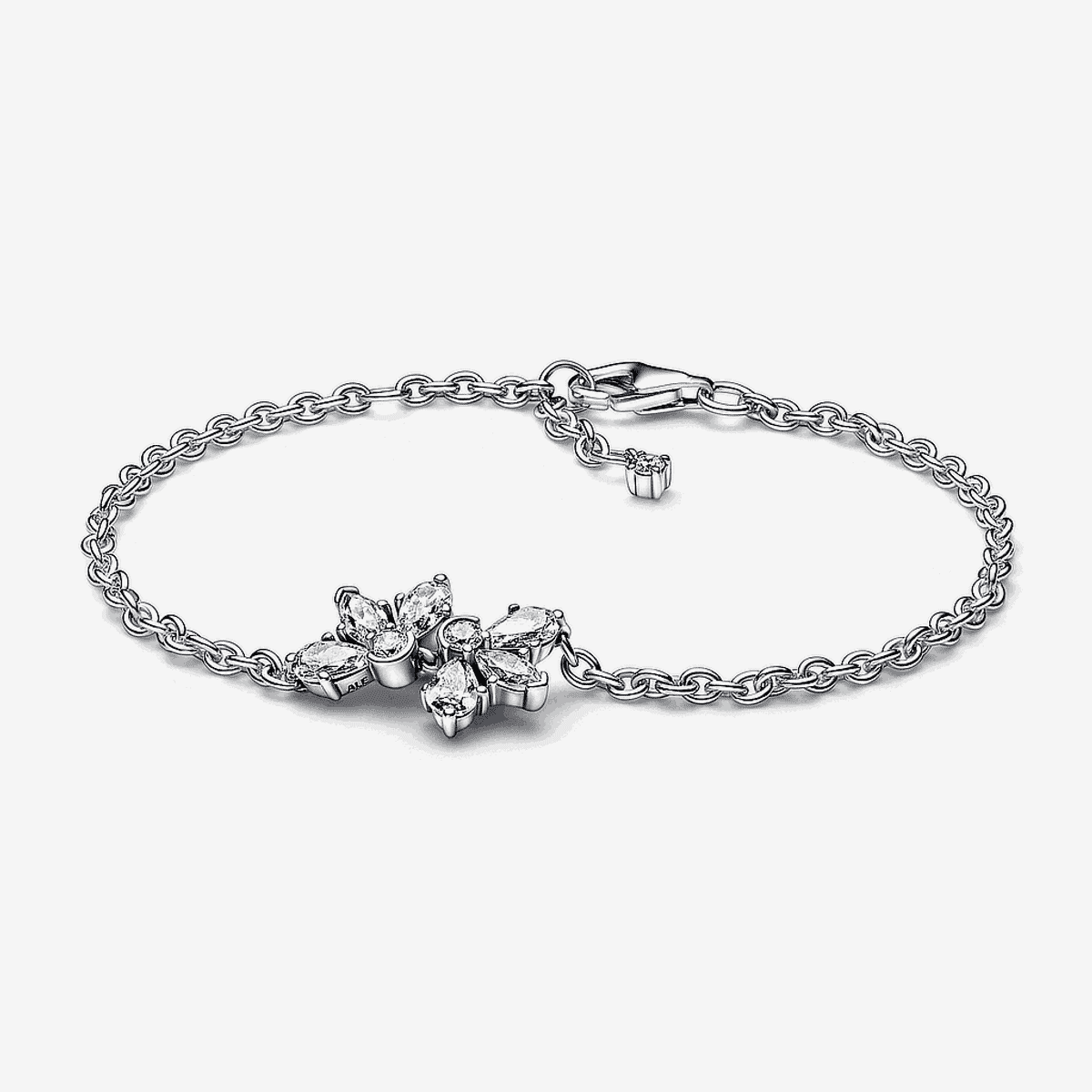 Pulsera Pandora de eslabones Herbario Brillante en plata con detalle floral de cristales - 592398C01