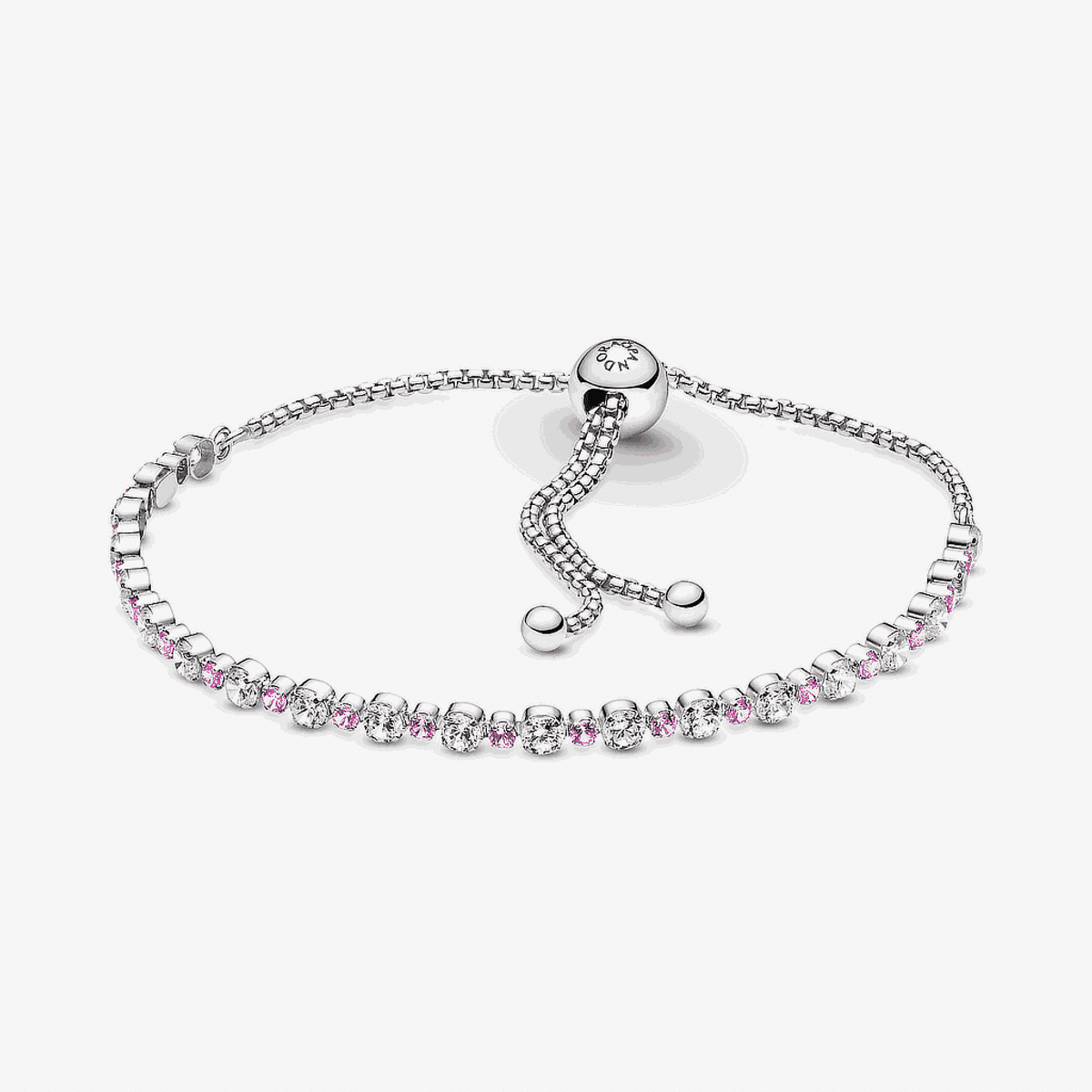 Pulsera Pandora rosa y transparente brillante con cierre deslizante - 599377C02