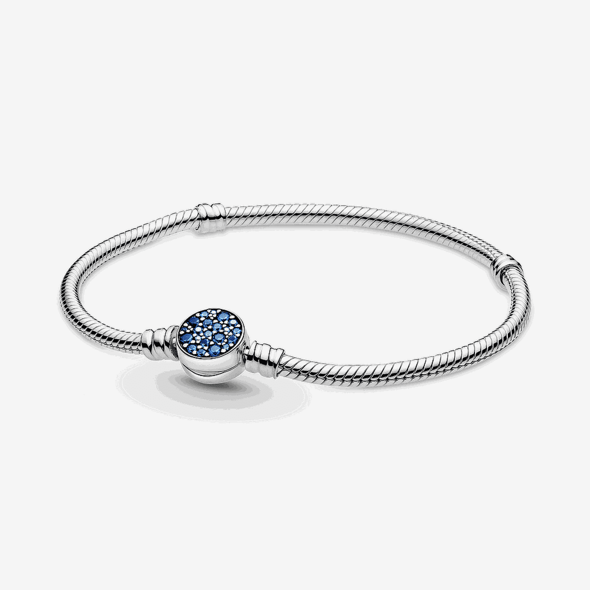 Pulsera Pandora Moments cadena de serpiente con cierre azul brillante en plata de ley - 599288C01