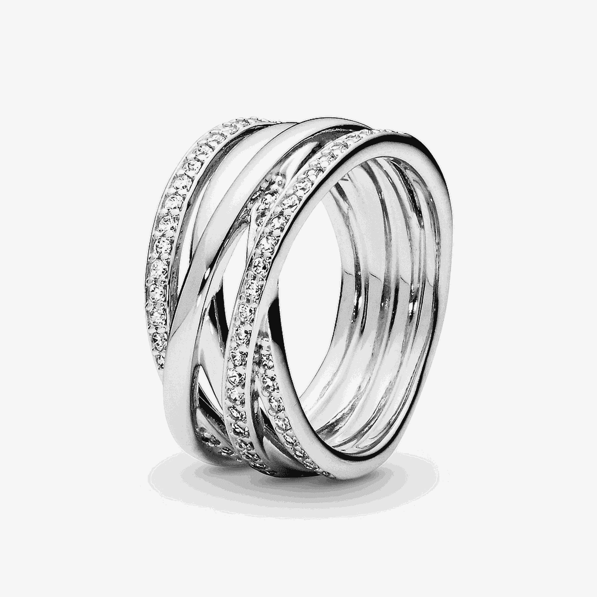 Anillo Pandora entrelazados en plata con pavé de cristales - 190919CZ