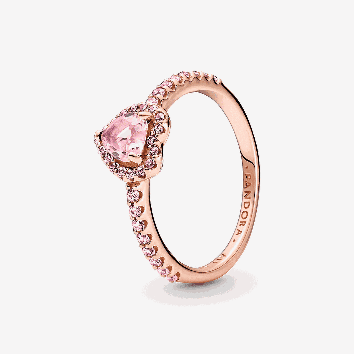 Anillo Pandora corazón brillante elevado chapado en oro rosa - 188421C04