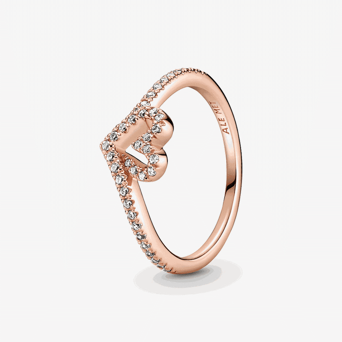 Anillo Pandora Corazón Espumoso Brillante chapado en oro rosa de 14k con cristales transparentes - 189302C01
