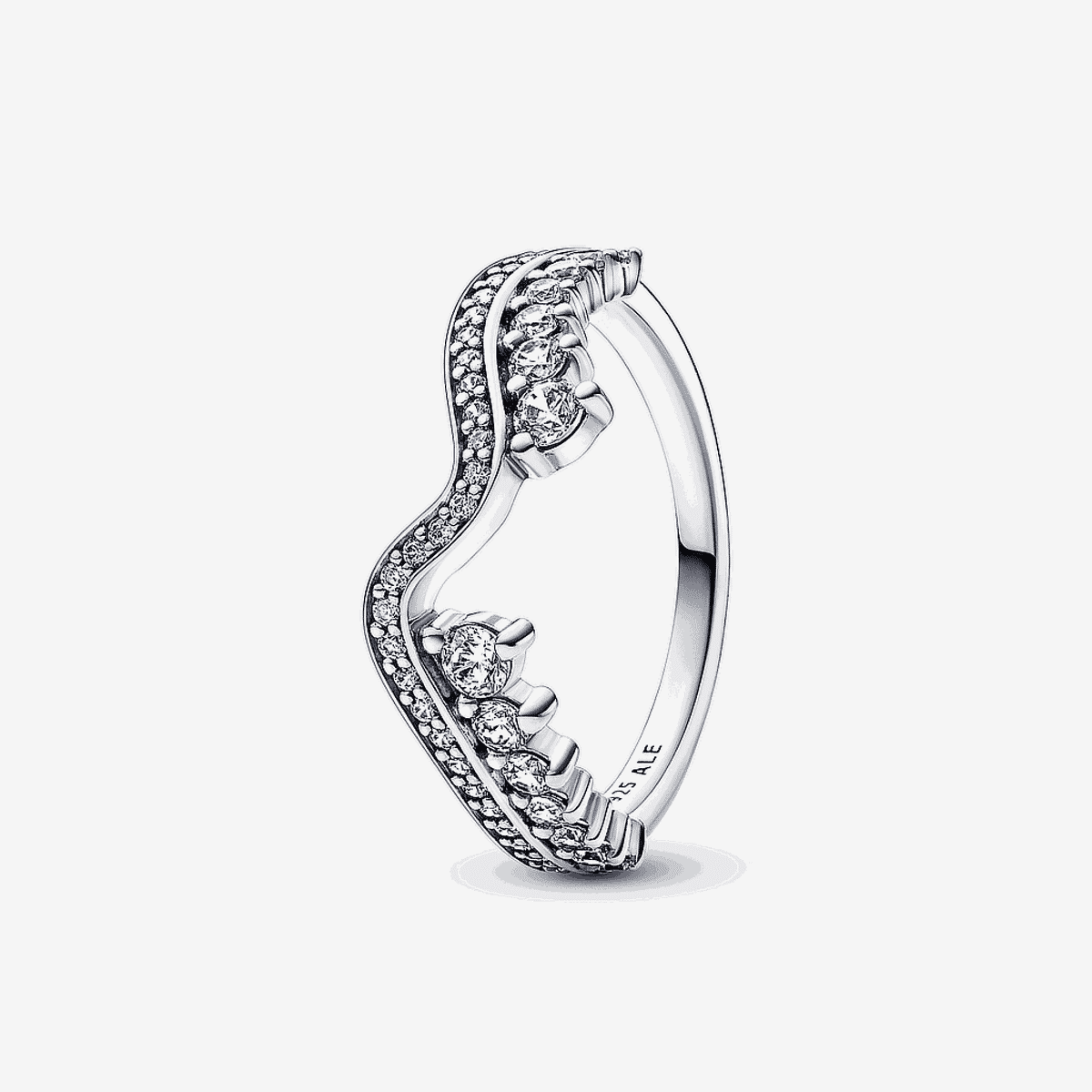Anillo Pandora Ola Asimétrica Brillante en plata de ley con cristales transparentes - 192543C01