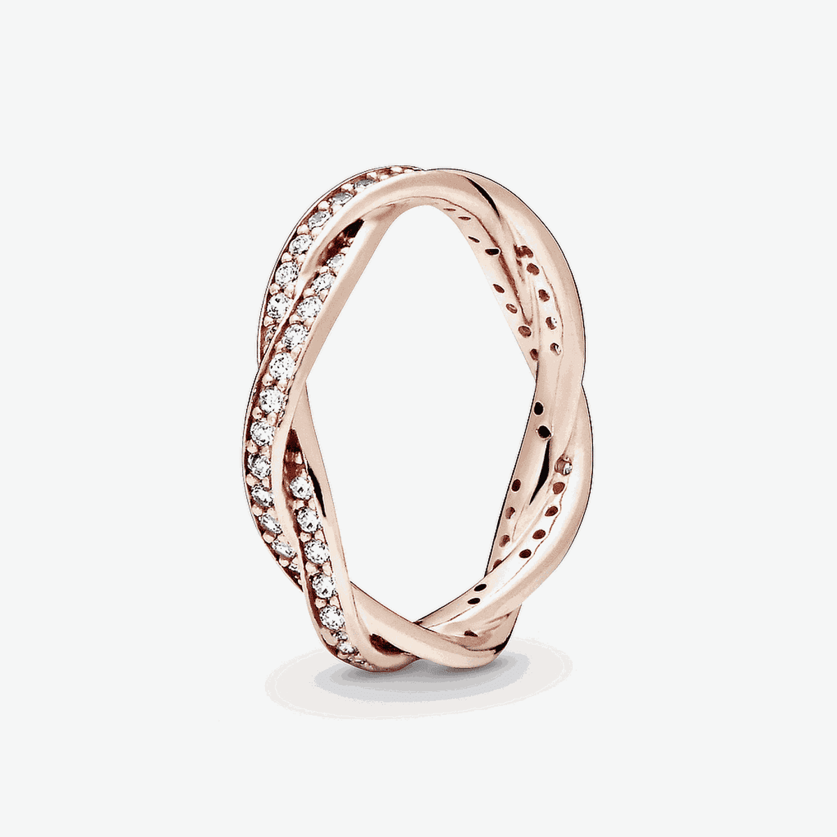 Anillo Pandora Giro del Destino chapado en oro rosa de 14k con cristales transparentes - 180892CZ