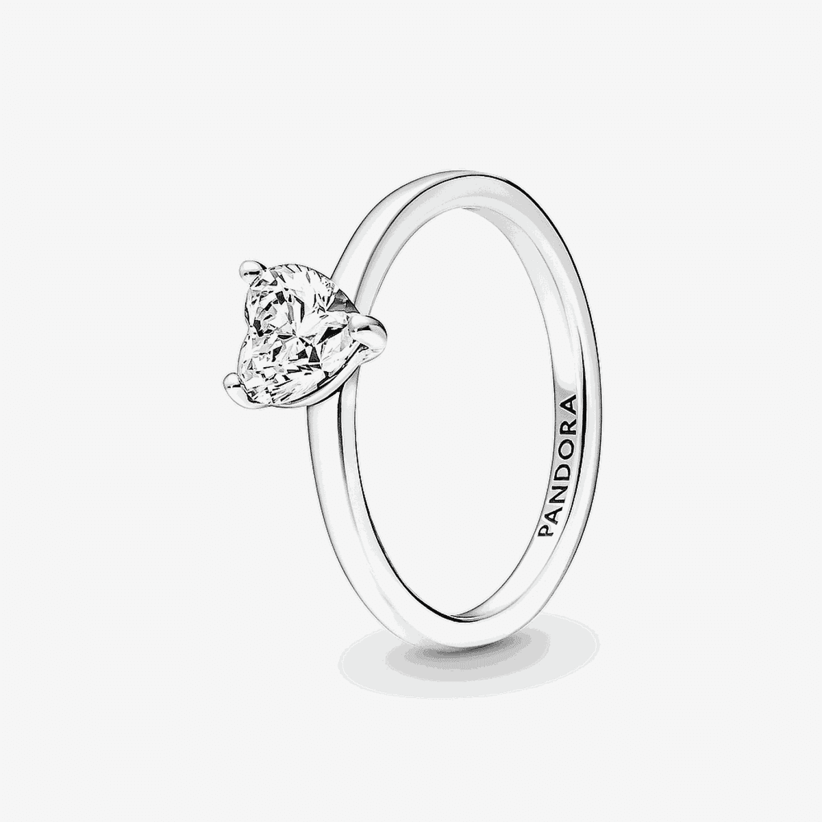 Anillo Pandora Solitario Corazón Brillante en plata de ley con cristal transparente - 191165C01