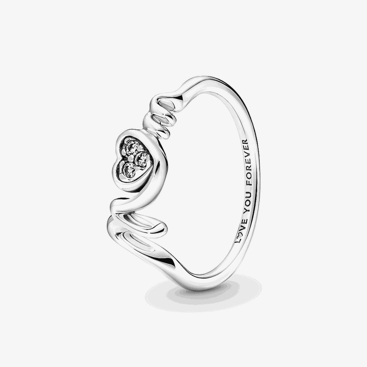 Anillo Pandora Corazón de Madre en Pavé en plata de ley con diseño decorativo - 191149C01