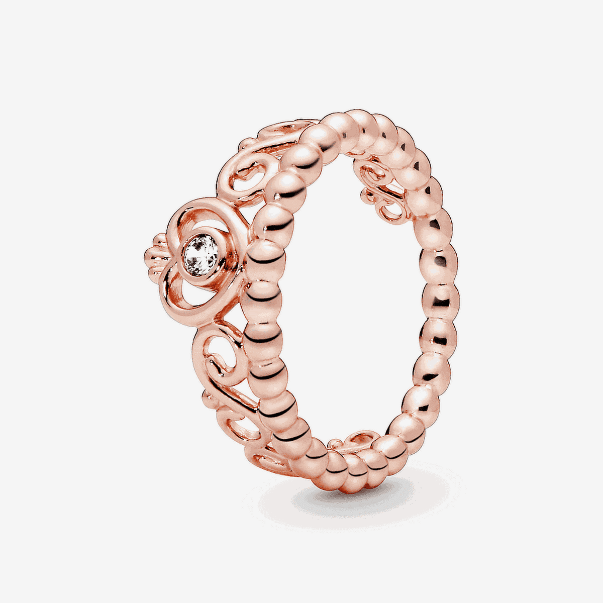 Anillo Pandora Tiara de Mi Princesa en oro rosa con diseño de corona - 180880CZ