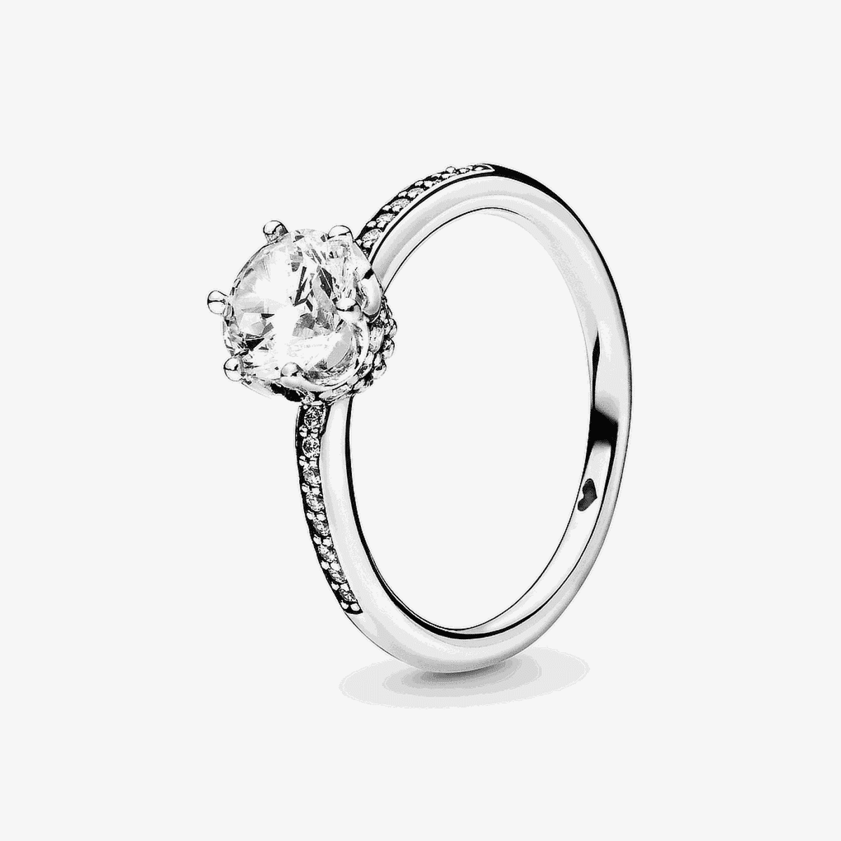 Anillo Pandora Corona resplandor transparente en plata de ley con cristal central - 198289CZ