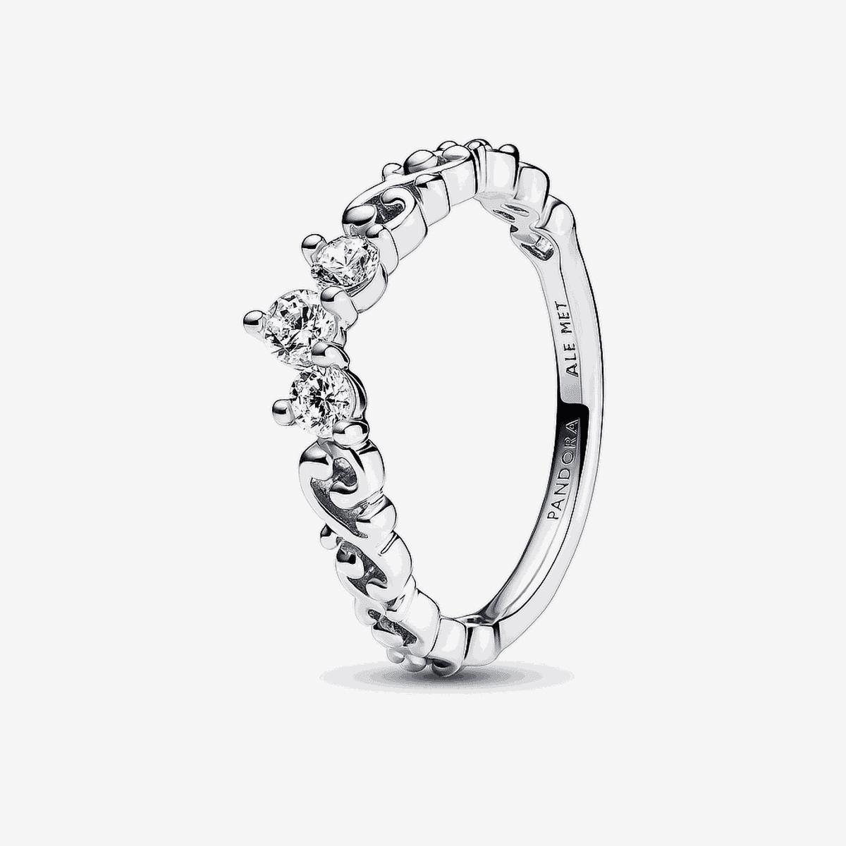 Anillo Pandora Tiara Real Remolino en plata de ley con diseño de corona y cristales brillantes - 192232C01