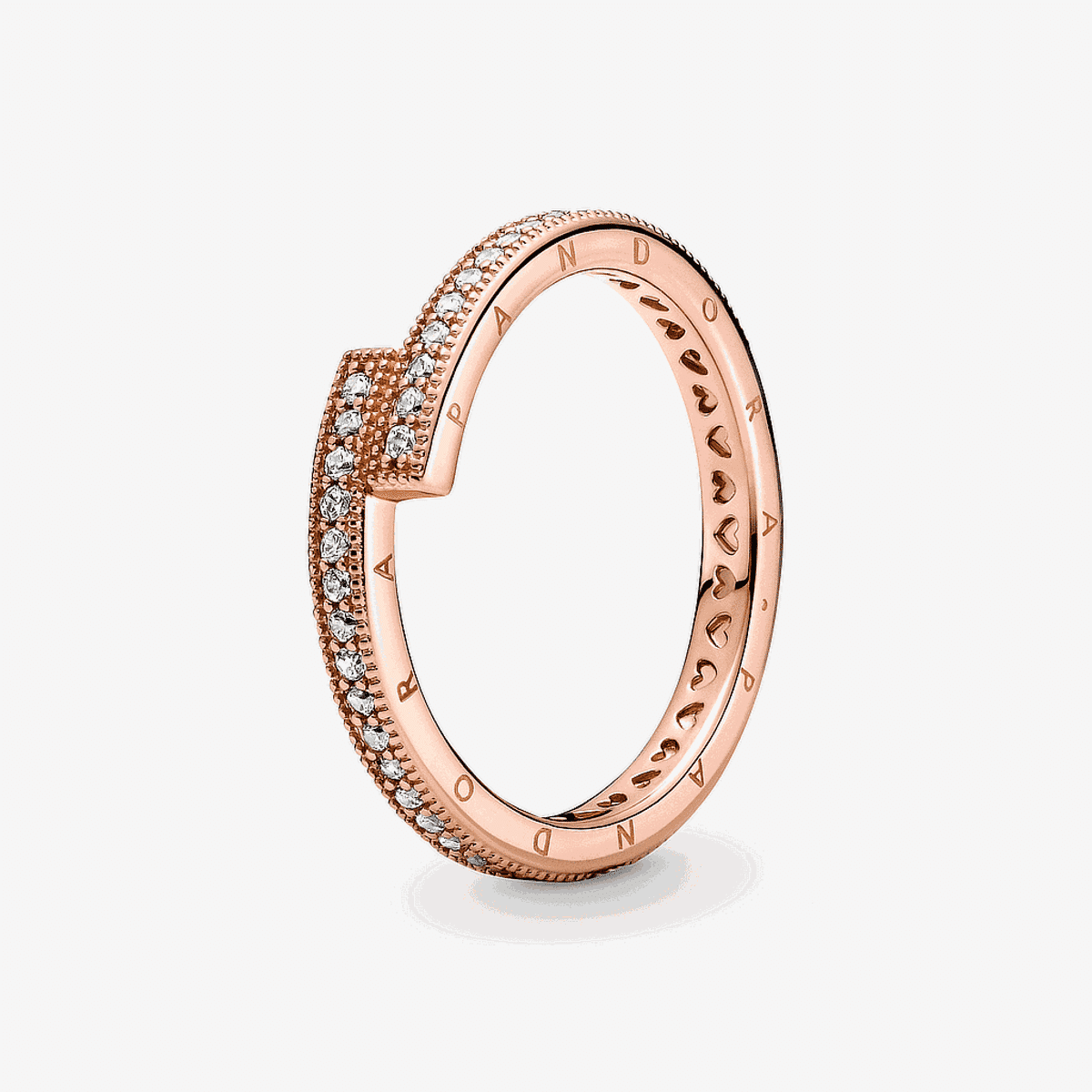 Anillo Pandora Superpuesto Brillante chapado en oro rosa con pavé de cristales - 189491C01