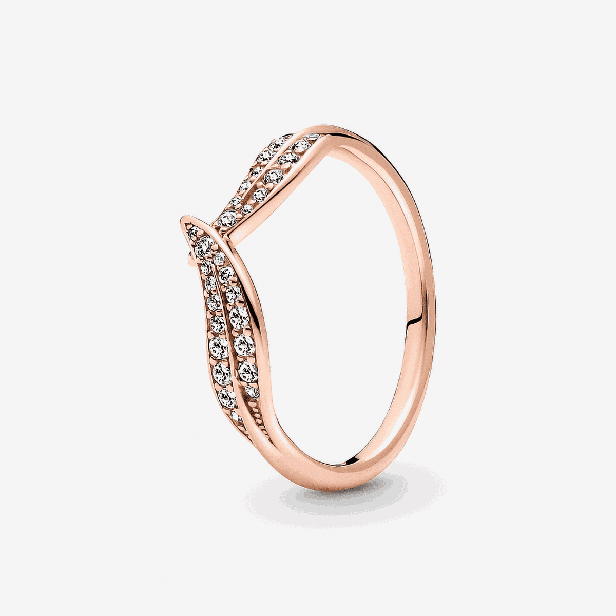 Anillo Pandora Hojas Brillantes chapado en oro rosa con cristales - 189533C01