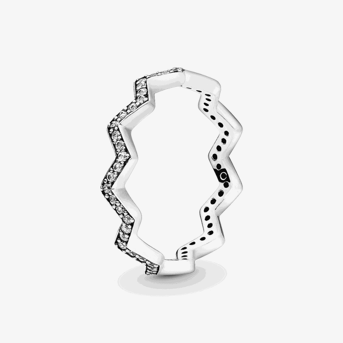 Anillo Pandora en plata de ley Zigzag Brillante con patrón geométrico y cristales - 197751CZ