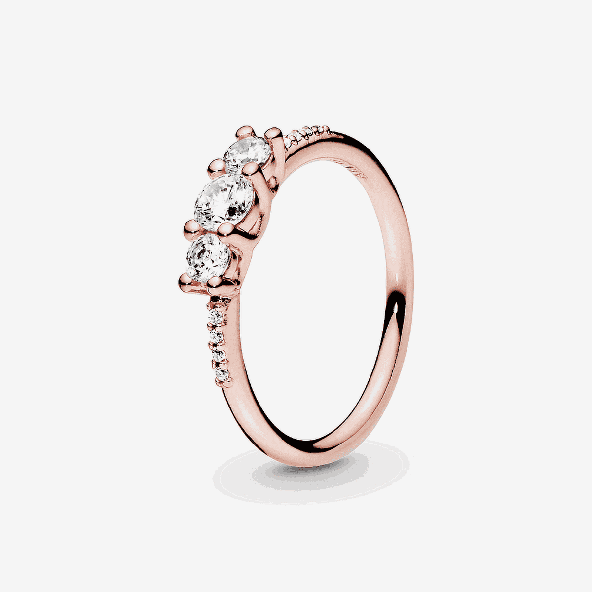 Anillo Pandora de Tres Gemas Transparente en plata chapada en oro rosa - 186242CZ