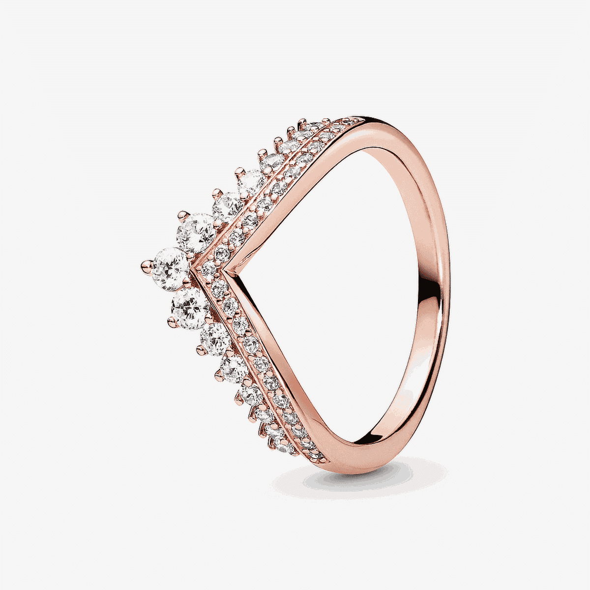 Anillo Pandora Deseo Clásico Princesa chapado en oro rosa con cristales - 187736CZ