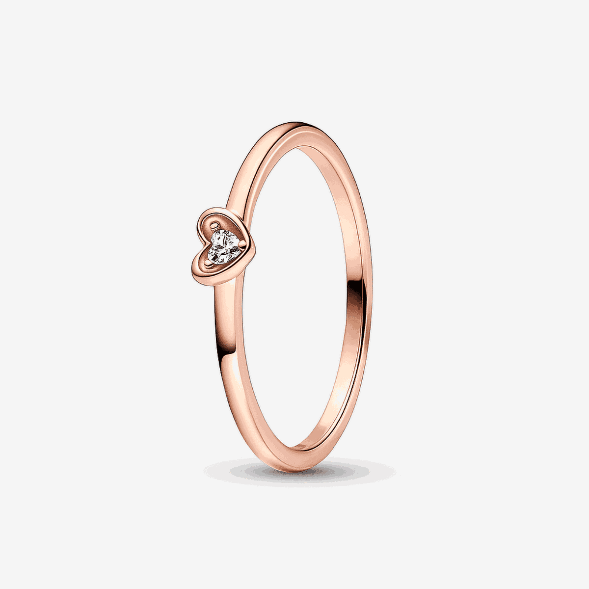 Anillo Pandora Corazón Radiante chapado en oro rosa con cristal en forma de corazón - 182495C01