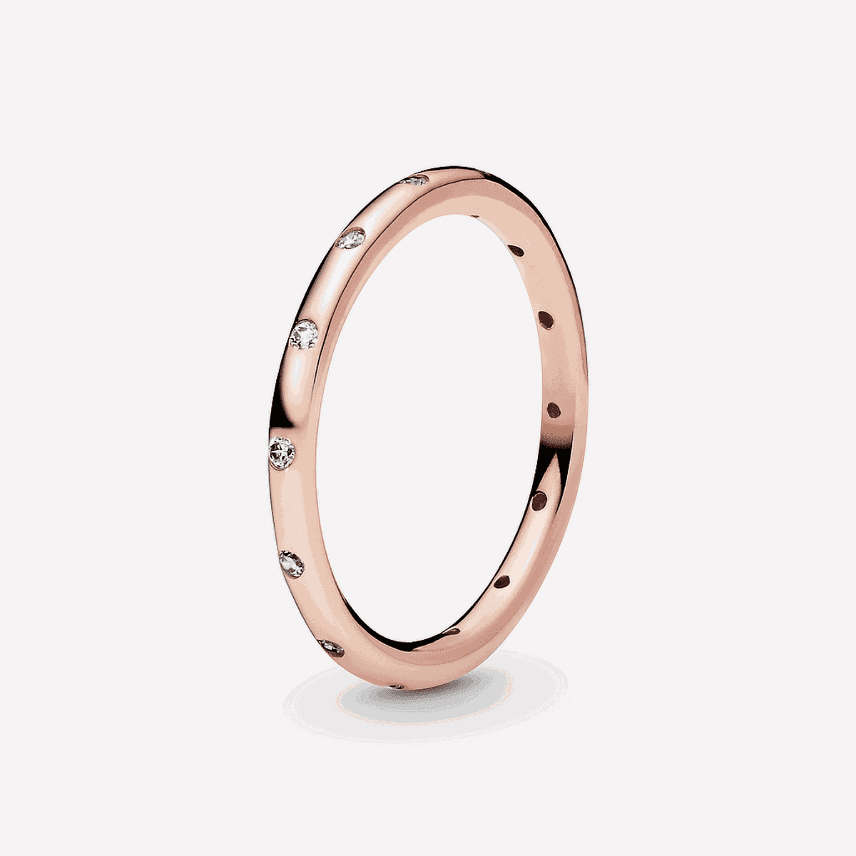 Anillo Pandora Gotas Brillantes Chapado en Oro Rosa - 180945CZ
