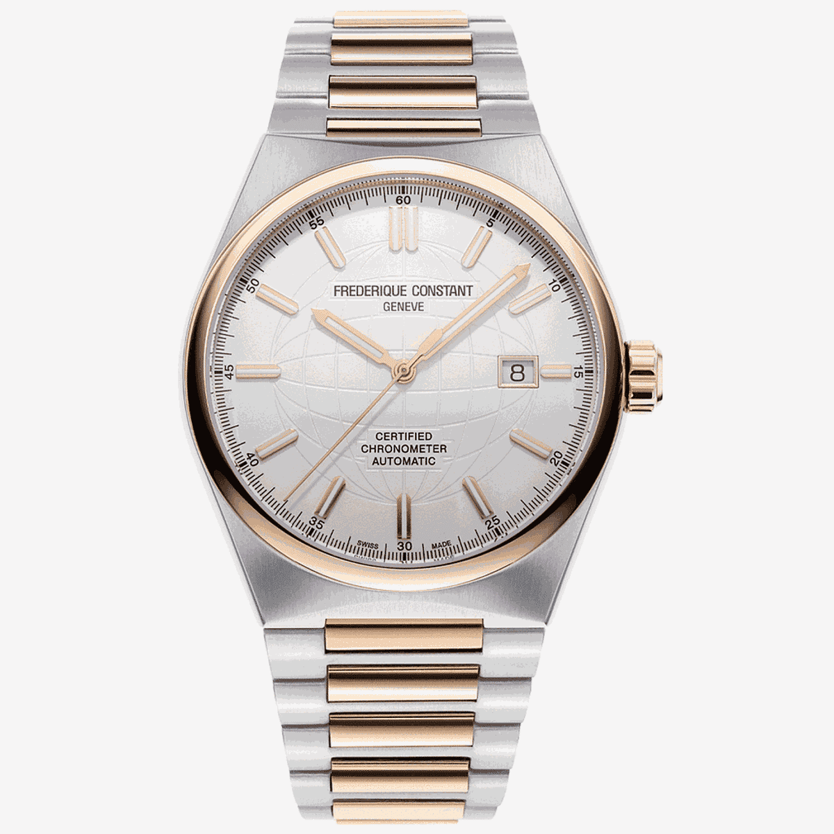 Vista frontal del Reloj Frederique Constant Automático COSC con brazalete bicolor acero y oro rosa - FC-303V4NH2B