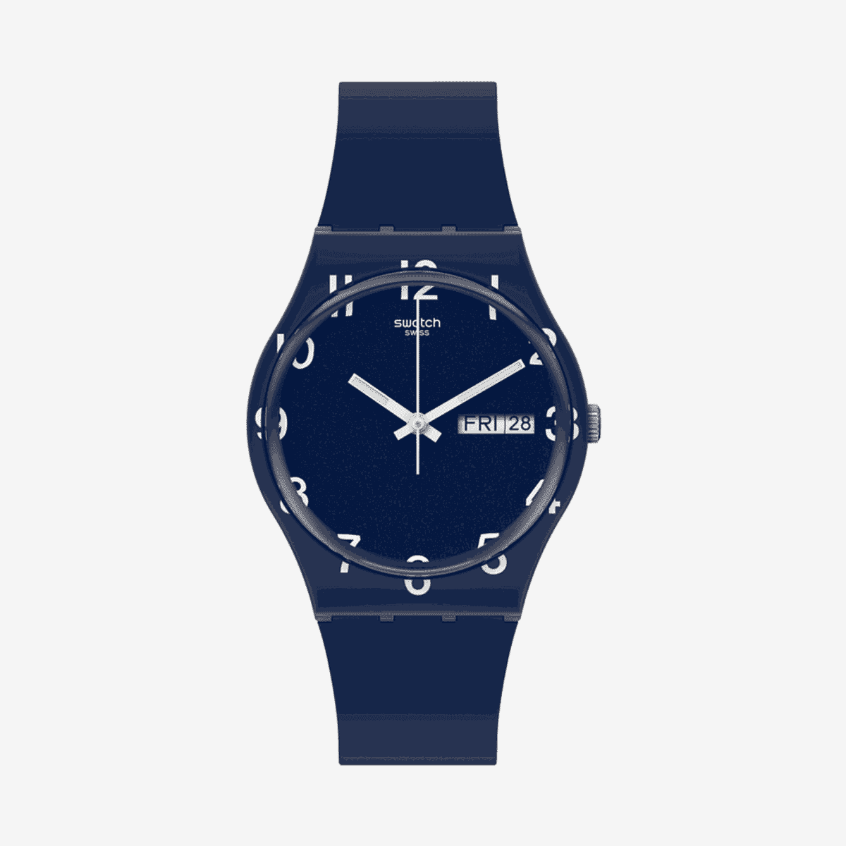 Reloj Swatch Over Blue con esfera y correa azul marino, vista frontal - GN726