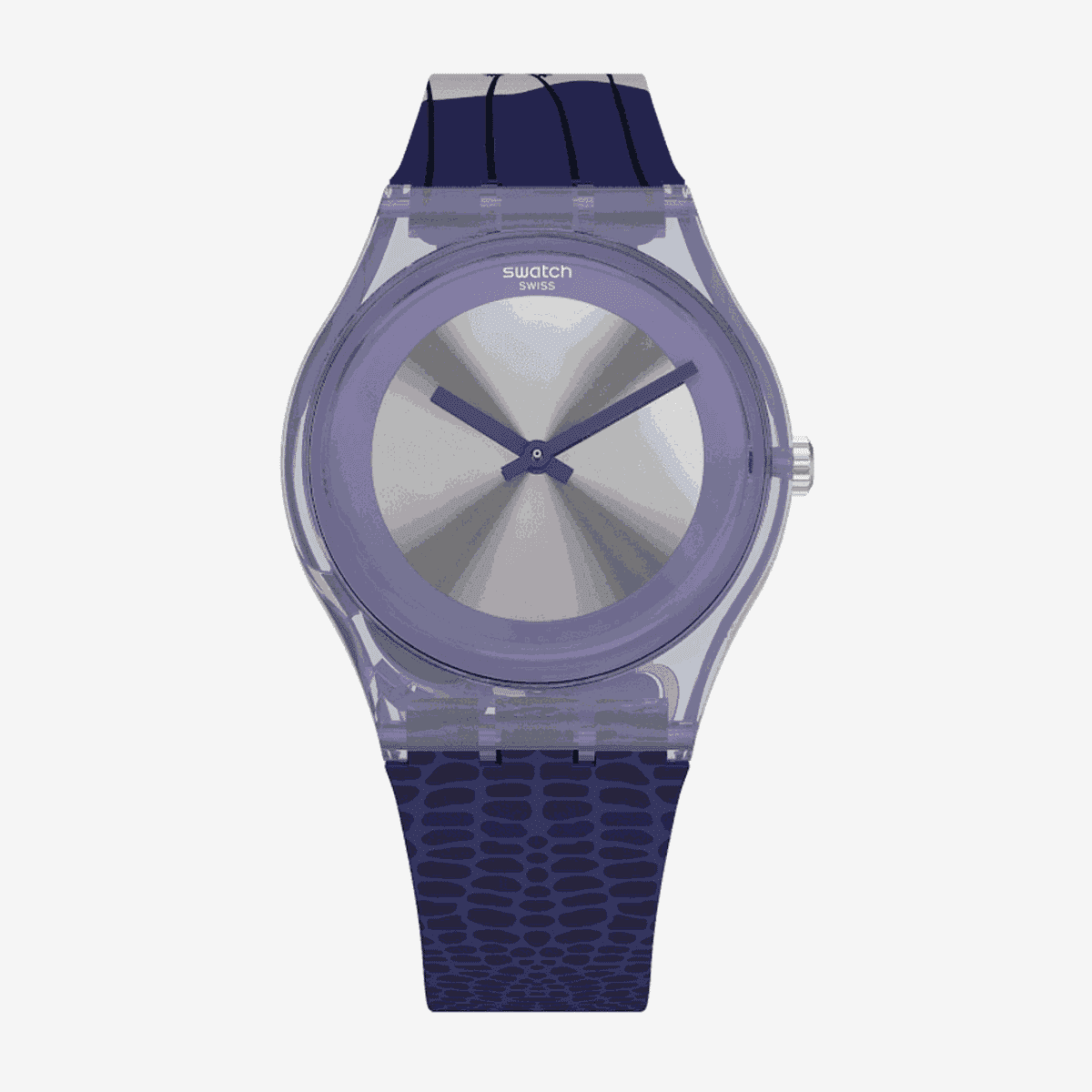 Reloj Swatch Licence to Kill 1989 con esfera plateada y caja azul transparente - GZ328