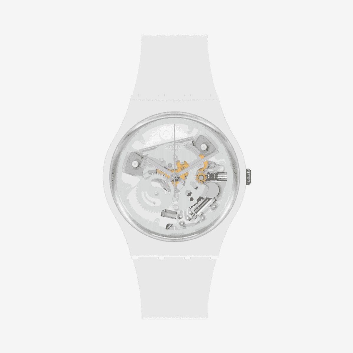 Reloj Swatch Spot Time White con esfera esqueleto blanca y correa de silicona blanca - SO31W102