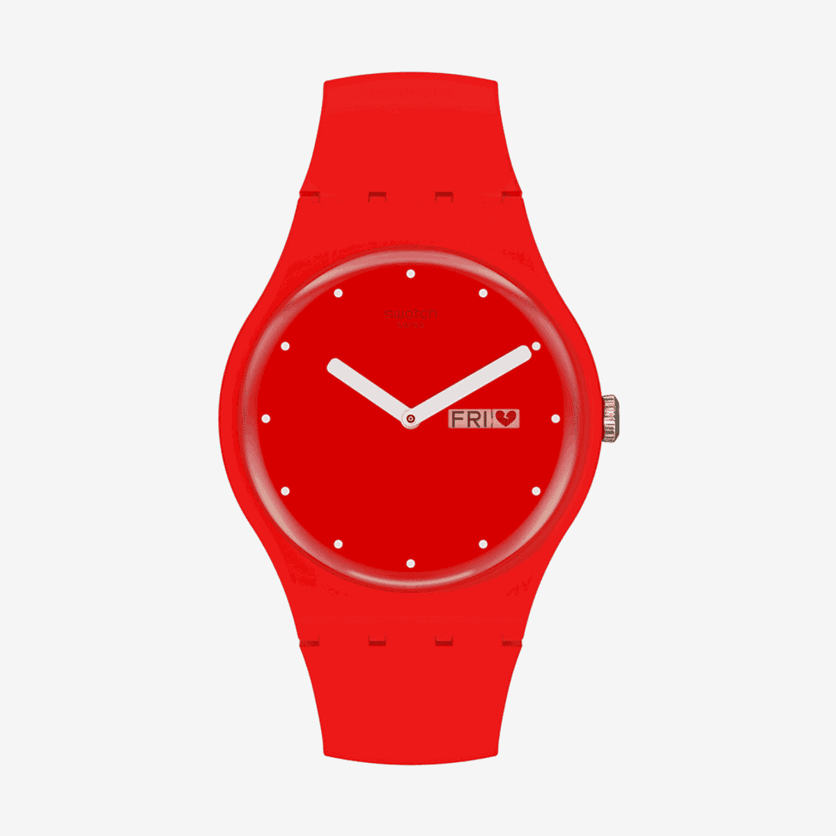 Reloj Swatch P(e/A)nse-Moi con caja y correa roja, esfera roja con índices blancos - SUOZ718