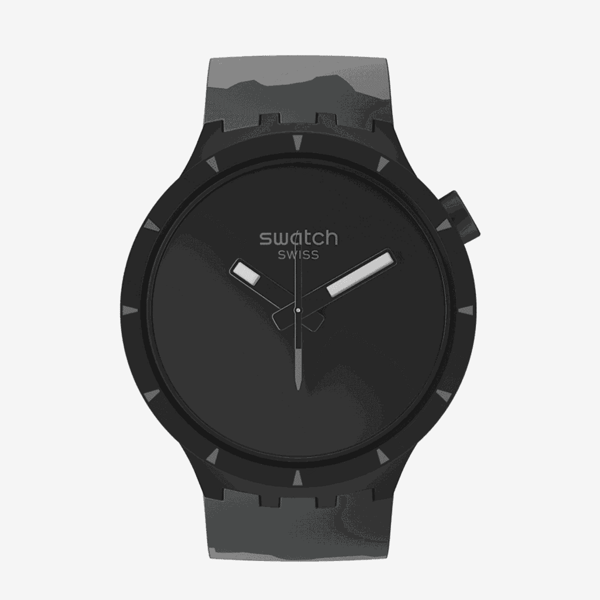 Reloj Swatch Big Bold Bioceramic Basalt con caja y correa negras y esfera negra - SB03B110