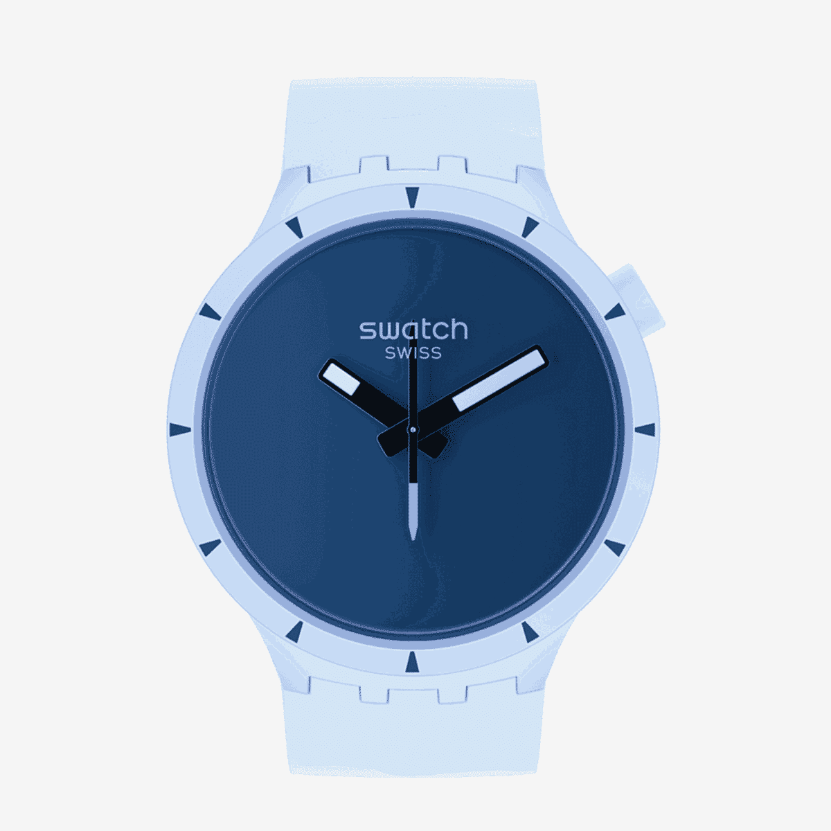 Reloj Swatch Big Bold Bioceramic Arctic con caja y correa azul claro y esfera azul marino - SB03N102
