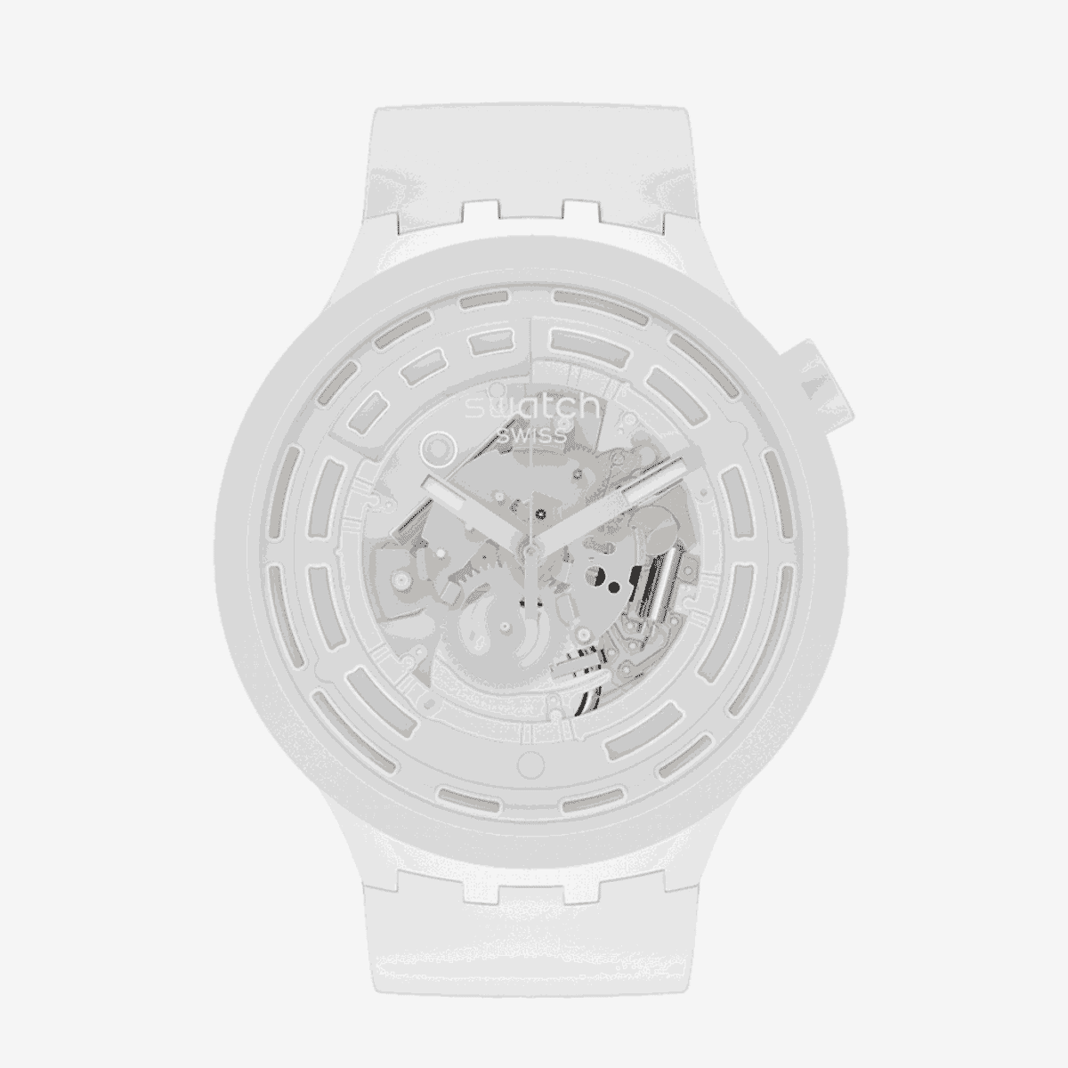 Reloj Swatch C-White con caja y correa blancas y esfera esqueletizada - SB03W100