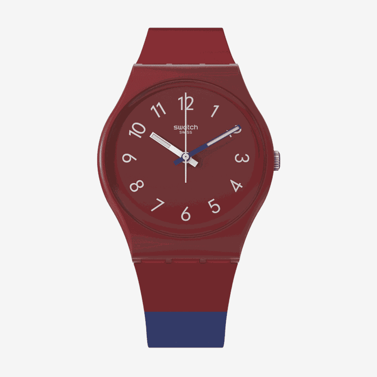 Reloj Swatch Colore Blocco con esfera burdeos y correa bicolor burdeos/azul - SO28R112