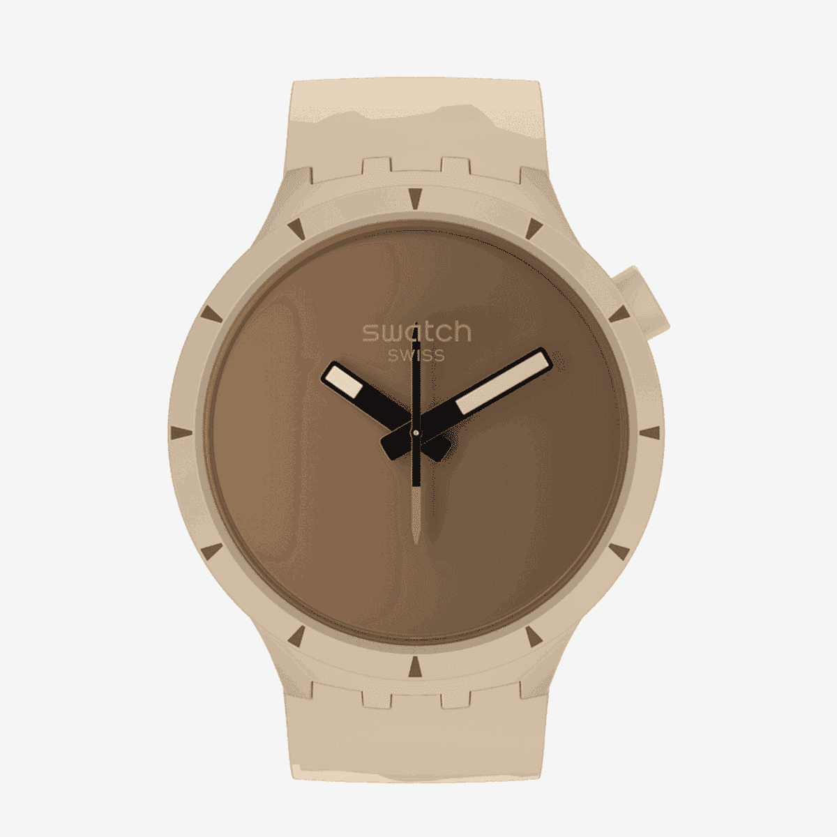 Reloj Swatch Big Bold Bioceramic Desert con esfera marrón y caja beige - SB03C101