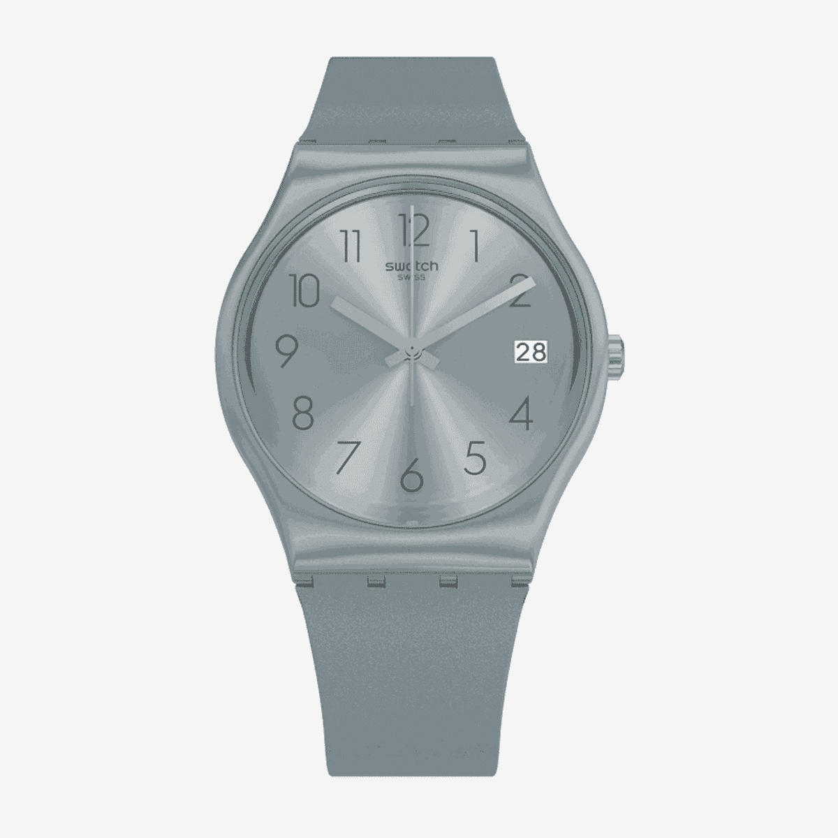 Reloj Swatch Azulbaya con esfera plateada y correa gris - GL401