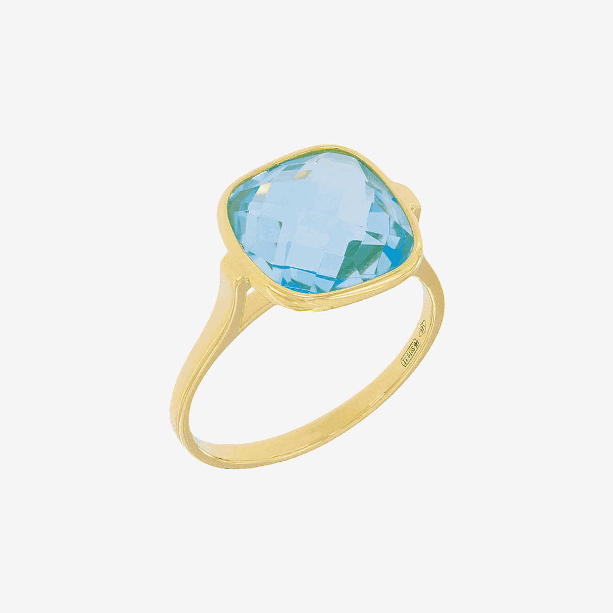 Anillo Maxi Topacio de Castejón en baño de oro con piedra azul topacio - 205618