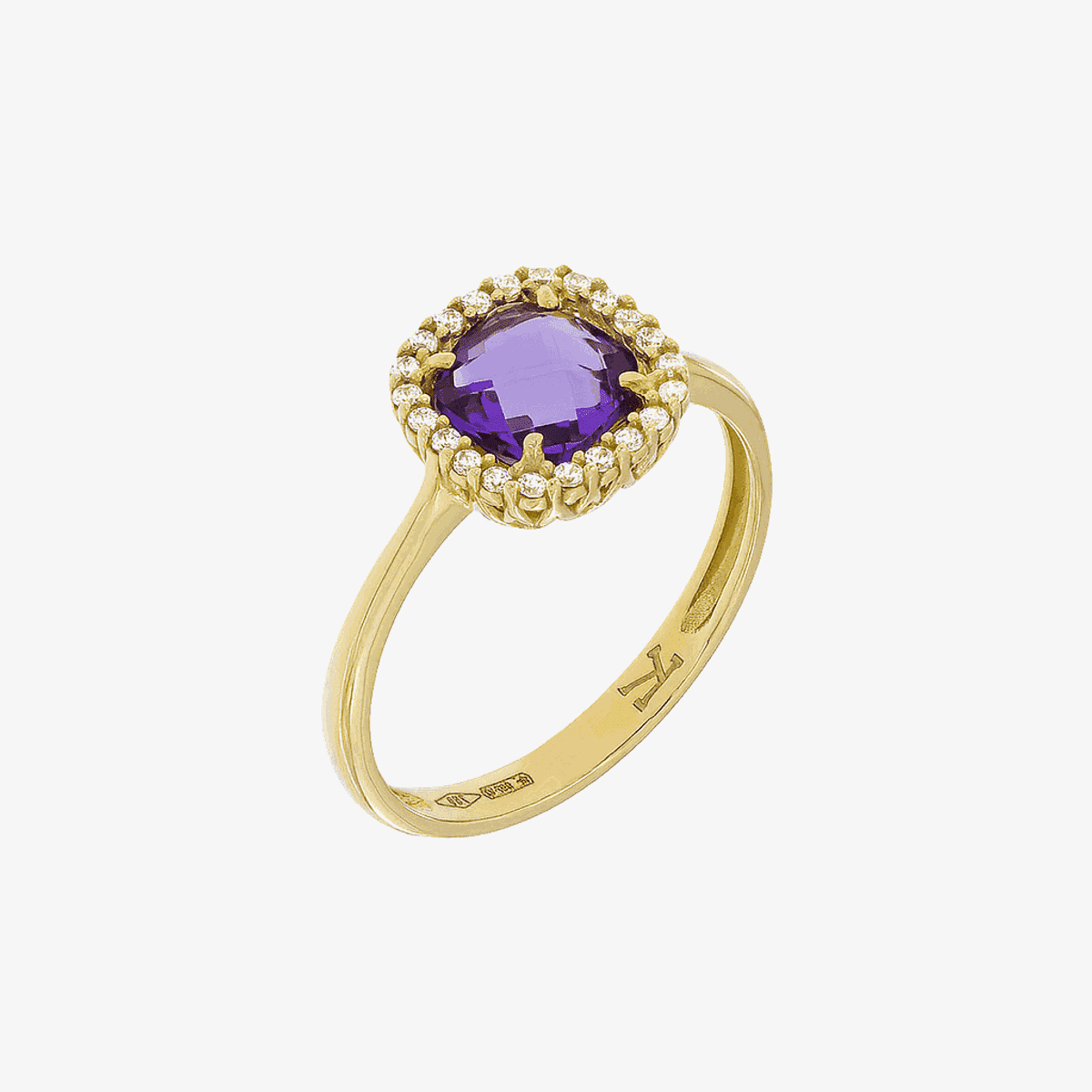 Anillo Cuadrado Amatista de Castejón en baño de oro con piedra morada - 180347