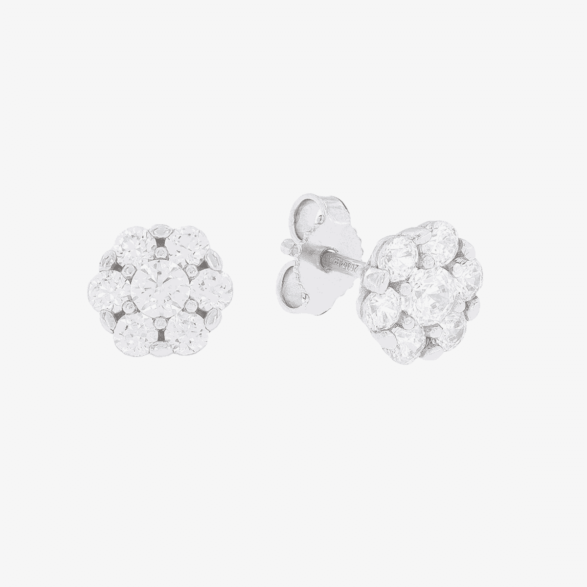 Pendientes White Snow de Castejón en plata con diseño de flor y cristales - 184779
