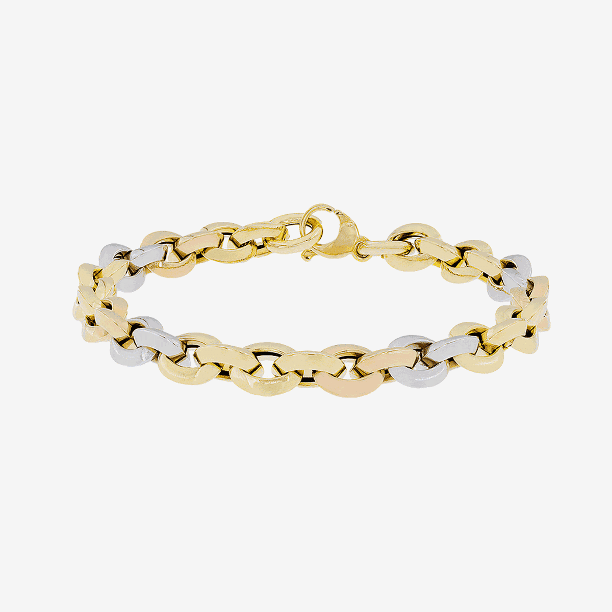 Pulsera Tricolor Estrade de Castejón con eslabones en oro rosa, amarillo y plata - 216385
