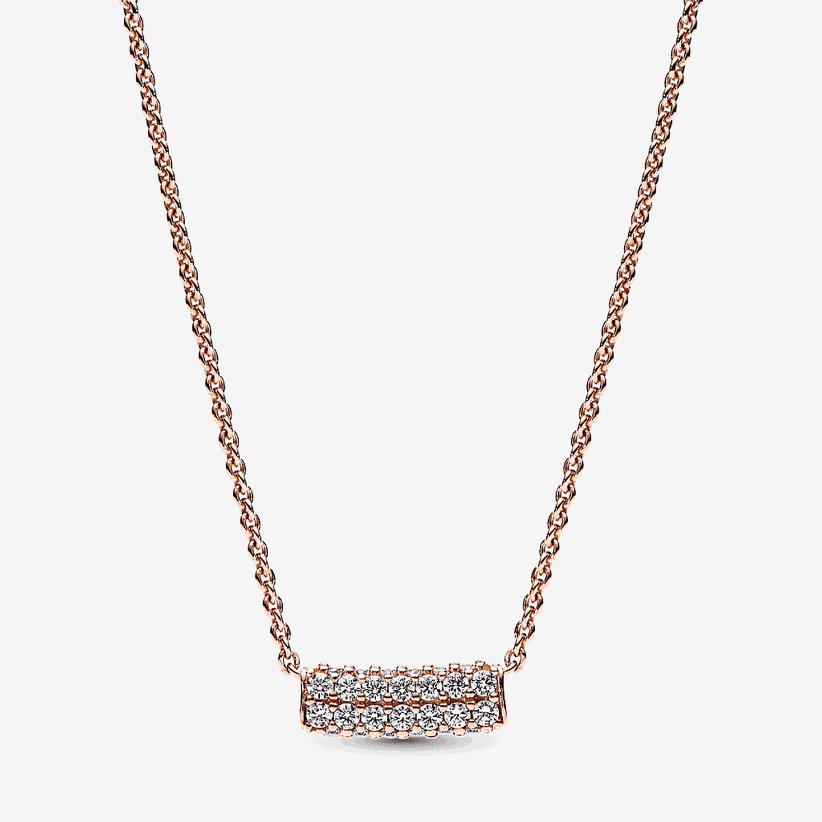 Collar Pandora Fila Doble en Pavé bañado en oro rosa con circonitas - 382621C01